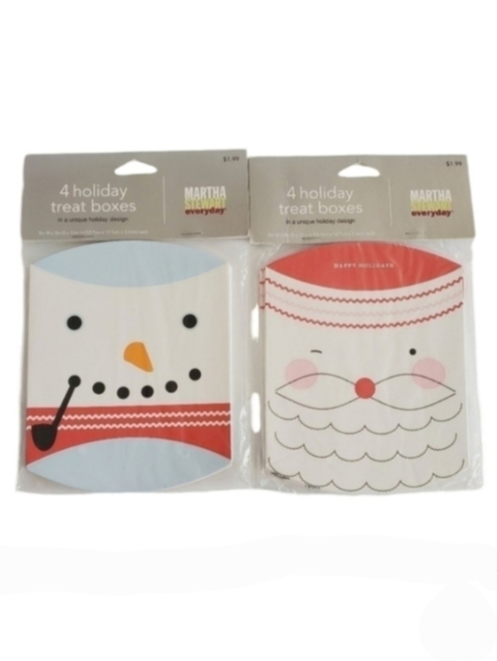 Martha Stewart Santa & Snowman Treat Pillow Boxes NIP